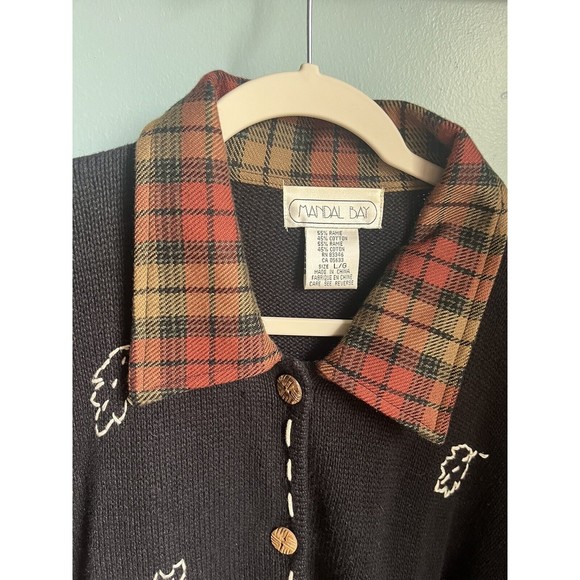 Mandal Bay Vintage Sweater Womens Size Large Happy Harvest Sunflowers Scarecrow - Picture 2 of 5